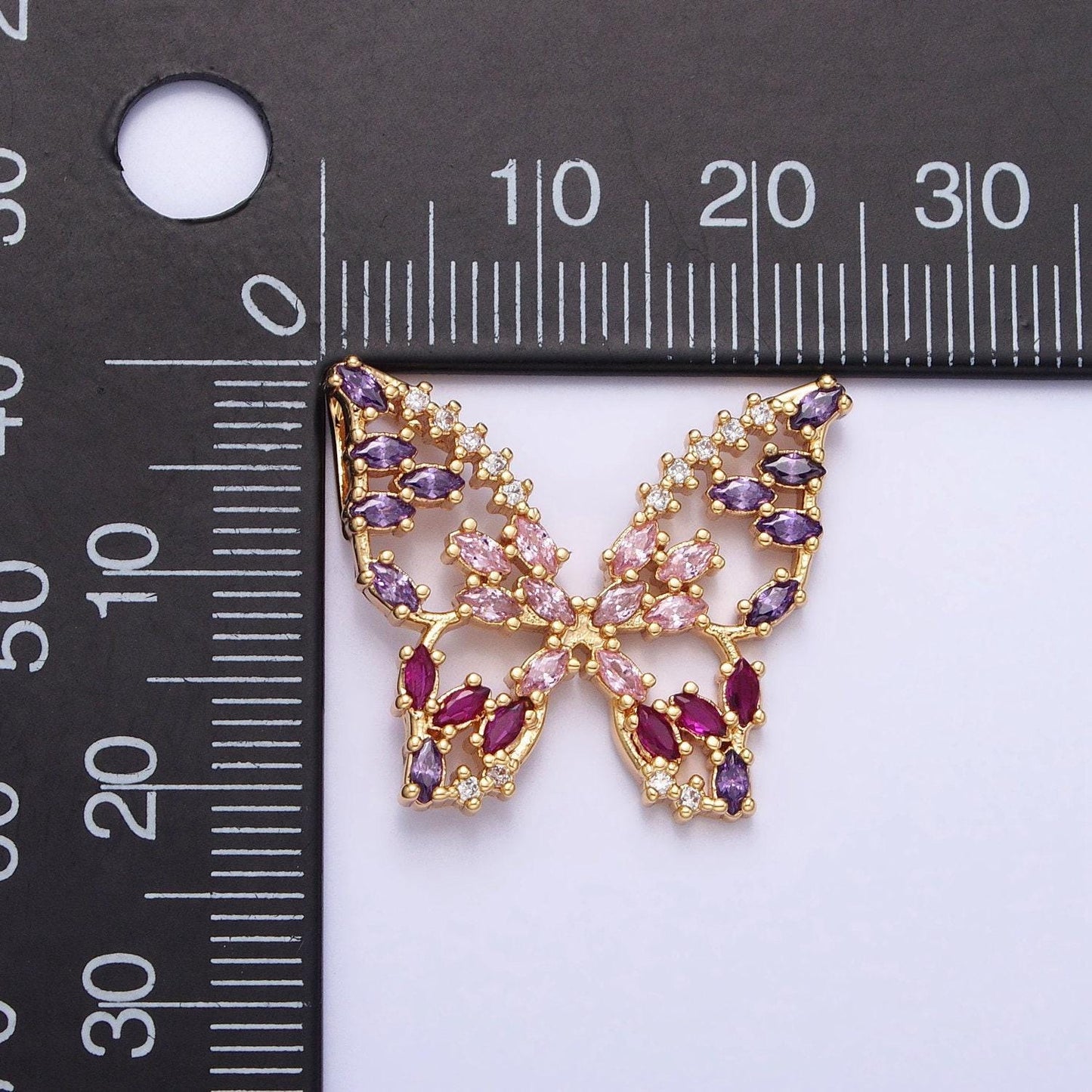 Dainty 24k gold filled micro pave monarch butterfly charm, cubic zirconia mariposa pendant charm, gold charm diy jewelry aa215