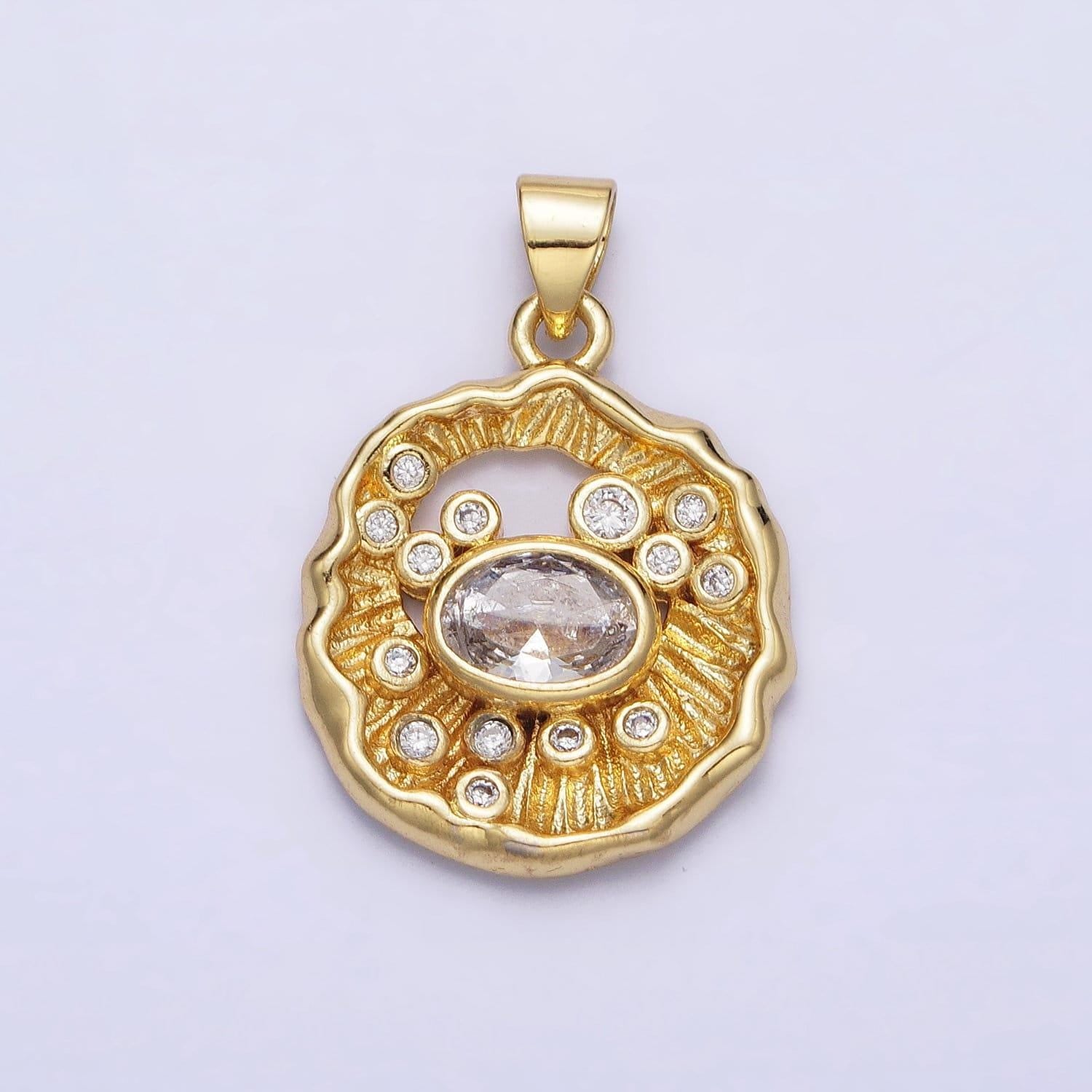 24k gold filled micro pave cz round evil eye pendant charm abstract rustic coin micro pave cz pendant charm, for diy jewelry aa204