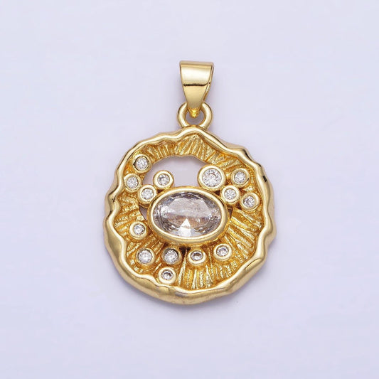 24k gold filled micro pave cz round evil eye pendant charm abstract rustic coin micro pave cz pendant charm, for diy jewelry aa204