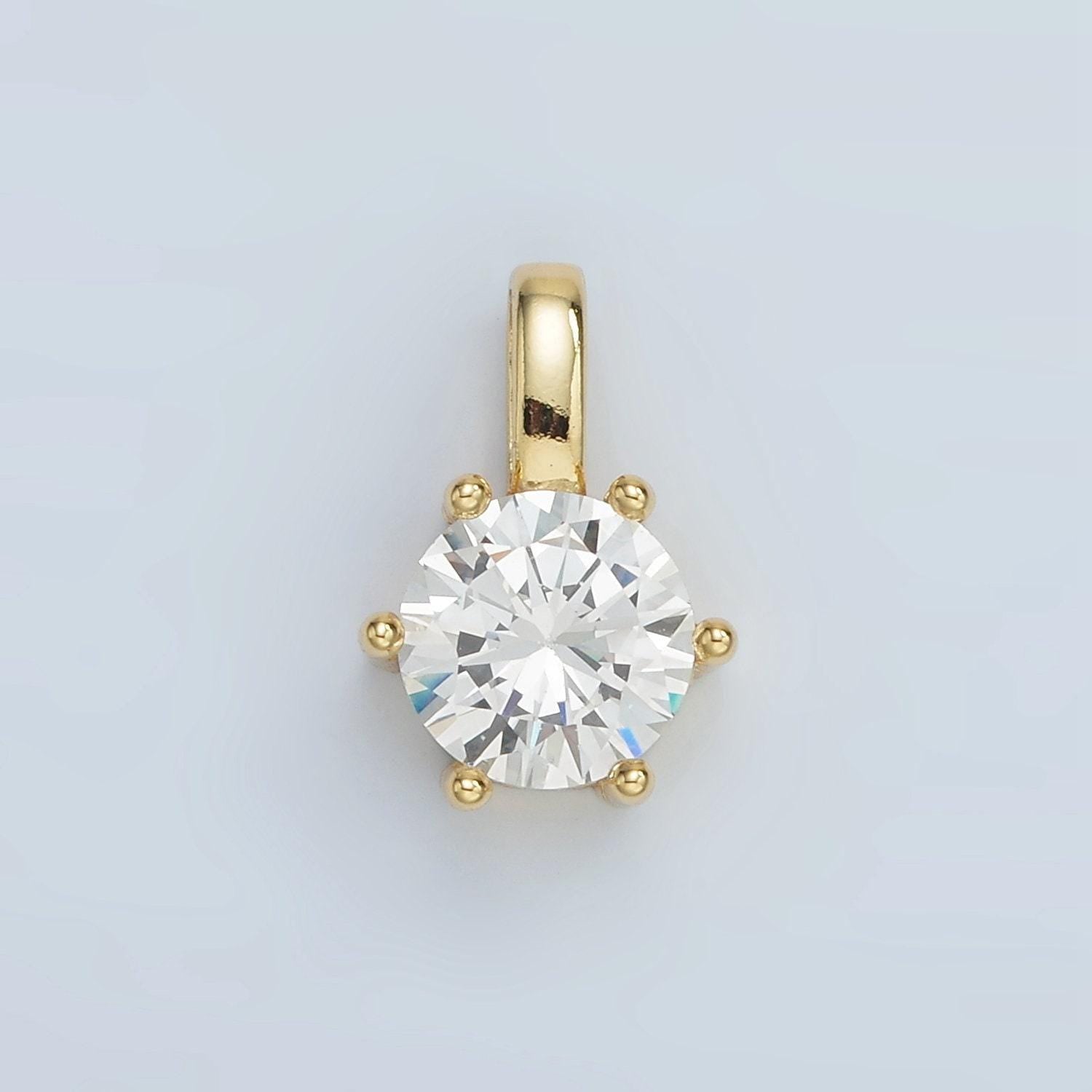 Multi color 24kgold filled round cz pendant/ charm | aa1375-aa1384
