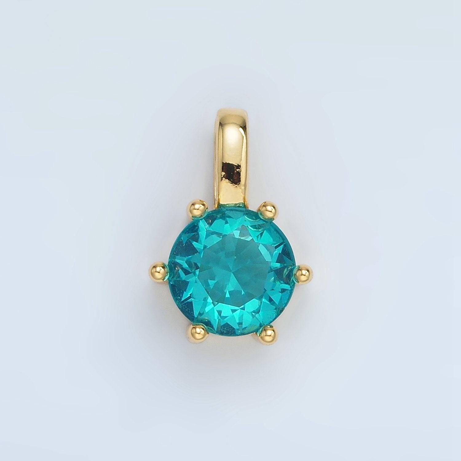 Multi color 24kgold filled round cz pendant/ charm | aa1375-aa1384