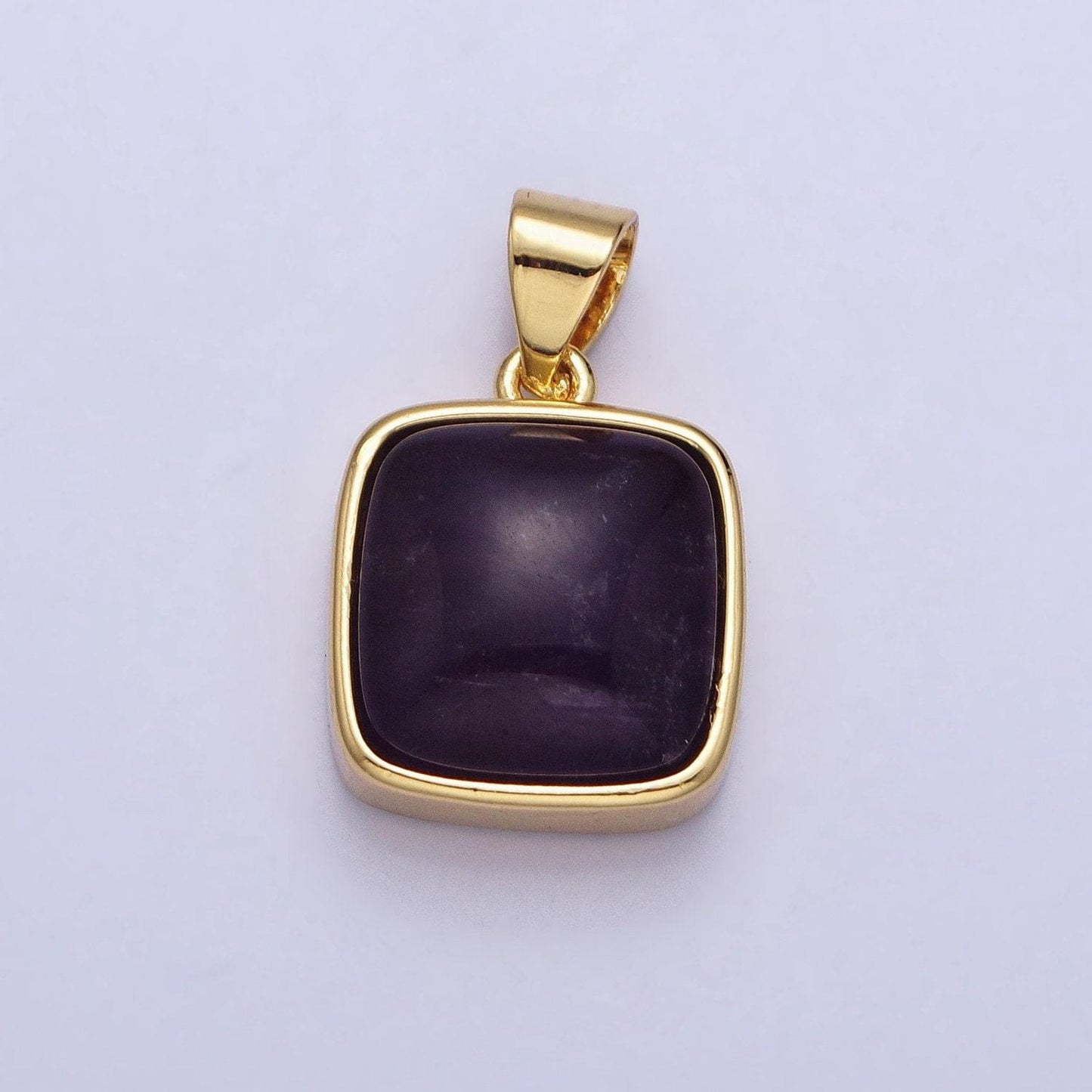 24k gold filled rose quartz, aventurine, labradorite, blue agate, amethyst square pendant geometric jewelry charm | aa183