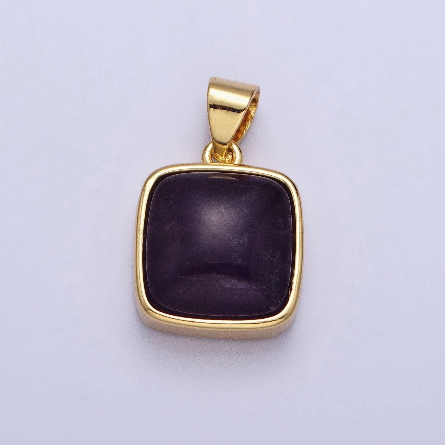 24k gold filled rose quartz, aventurine, labradorite, blue agate, amethyst square pendant geometric jewelry charm | aa183