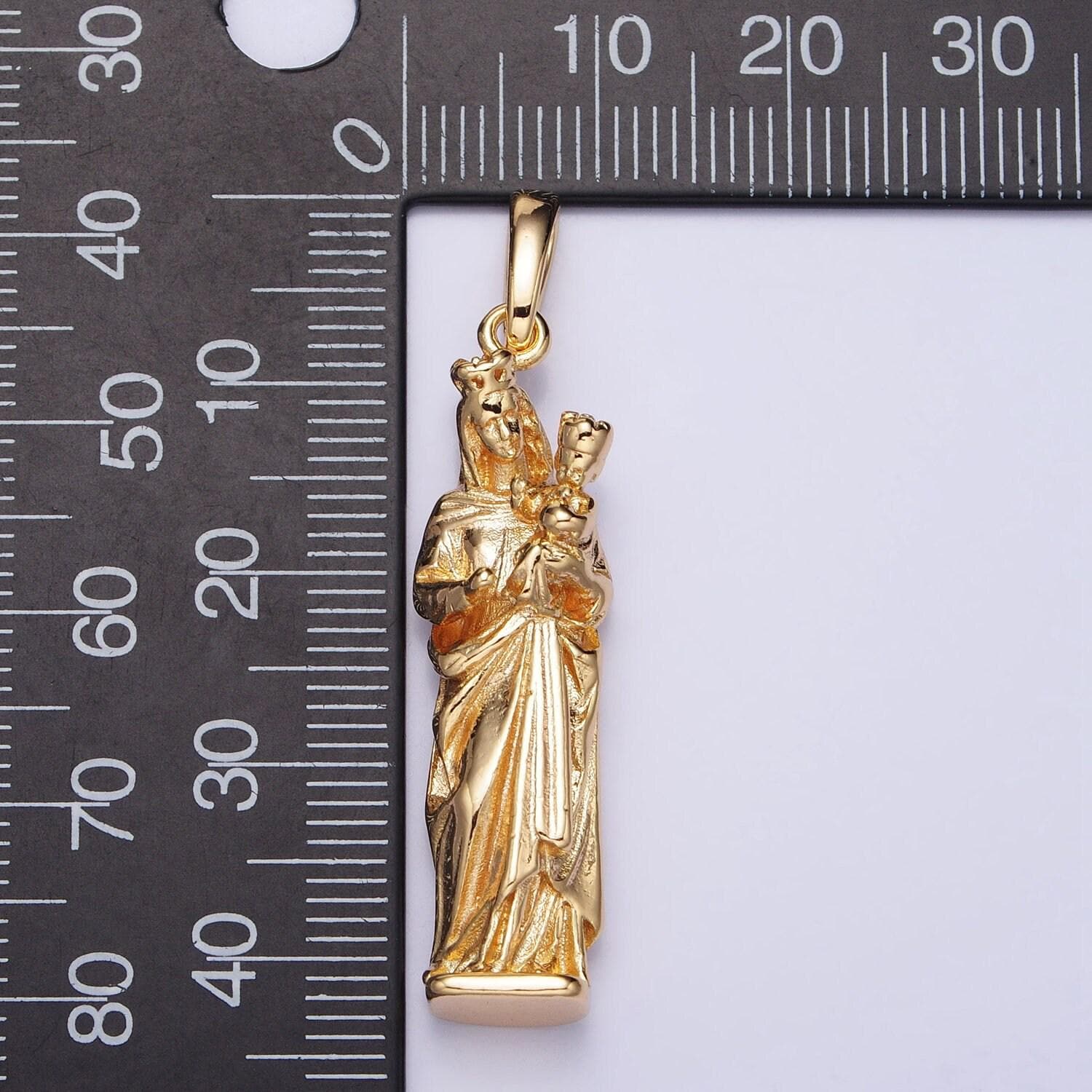 Gold, silver mother virgin mary charm with baby jesus catholic religious pendant | aa173 aa200