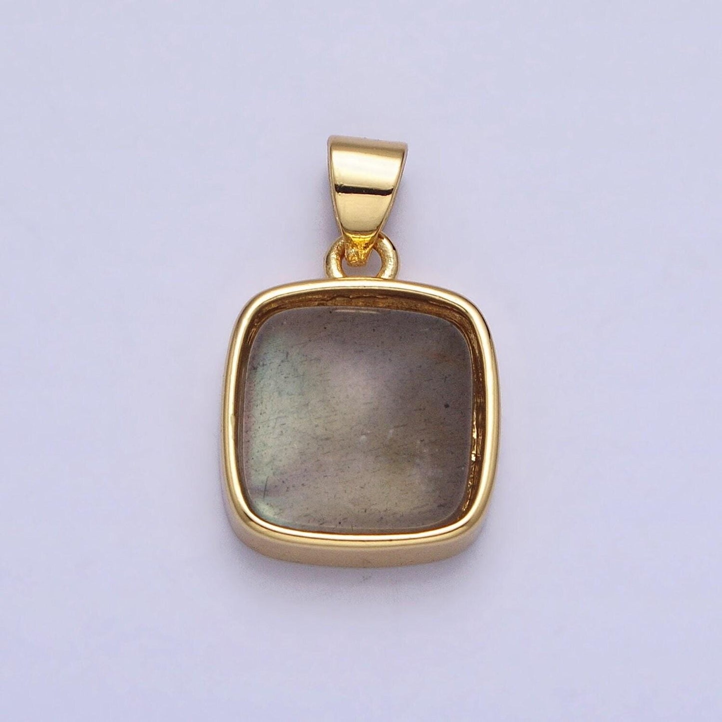 24k gold filled rose quartz, aventurine, labradorite, blue agate, amethyst square pendant geometric jewelry charm | aa183