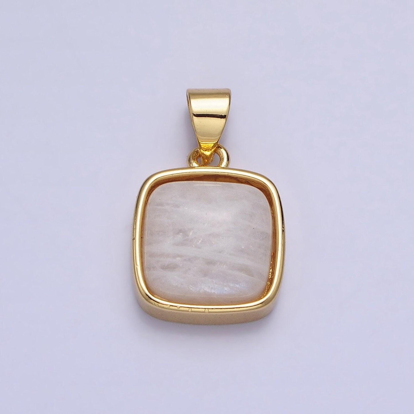 24k gold filled rose quartz, aventurine, labradorite, blue agate, amethyst square pendant geometric jewelry charm | aa183