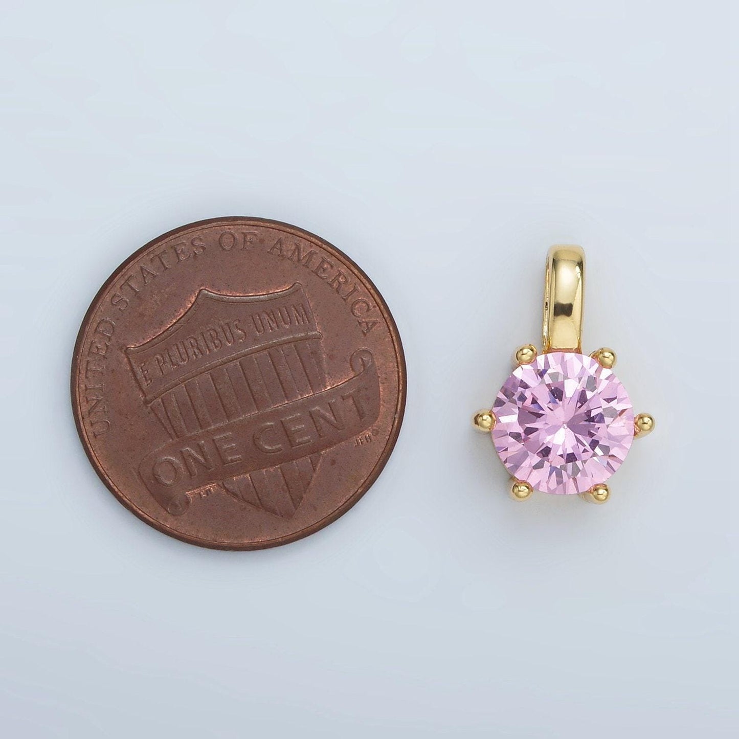 Multi color 24kgold filled round cz pendant/ charm | aa1375-aa1384