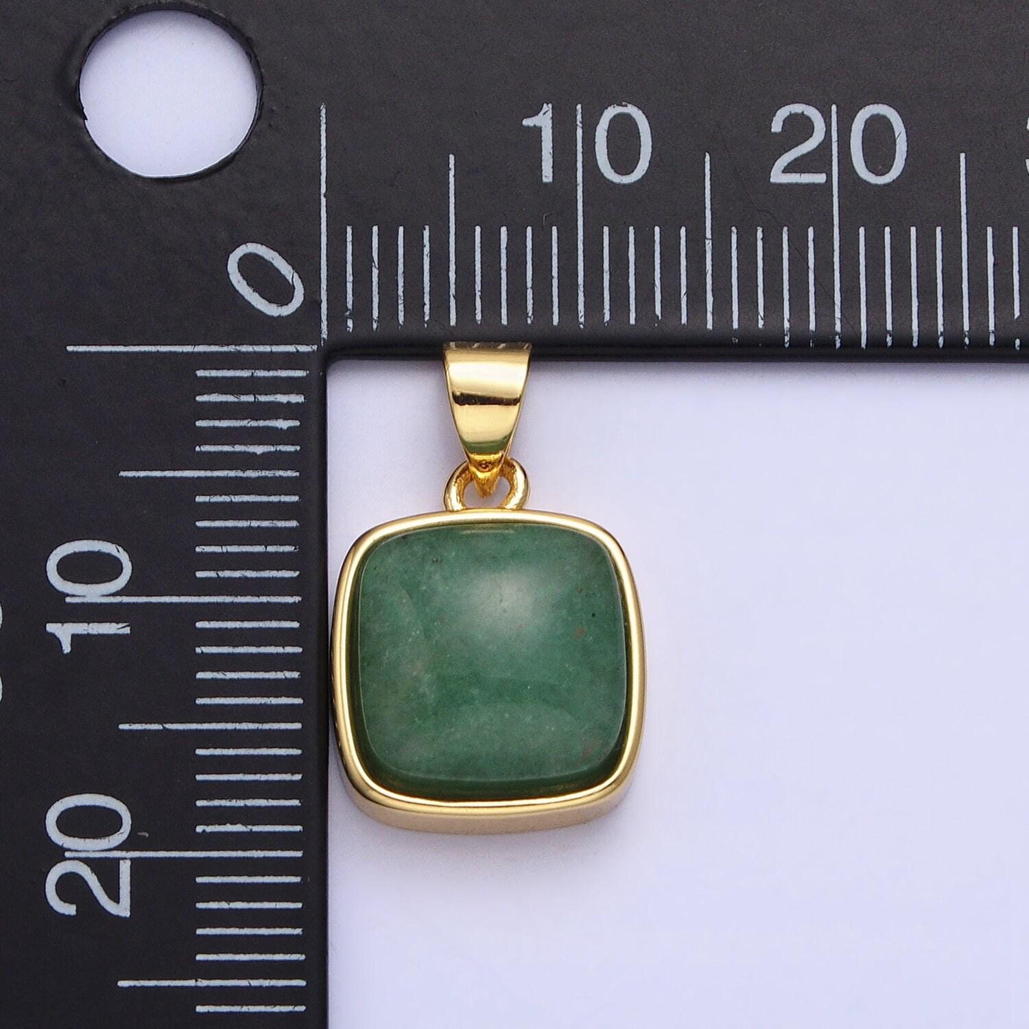 24k gold filled rose quartz, aventurine, labradorite, blue agate, amethyst square pendant geometric jewelry charm | aa183