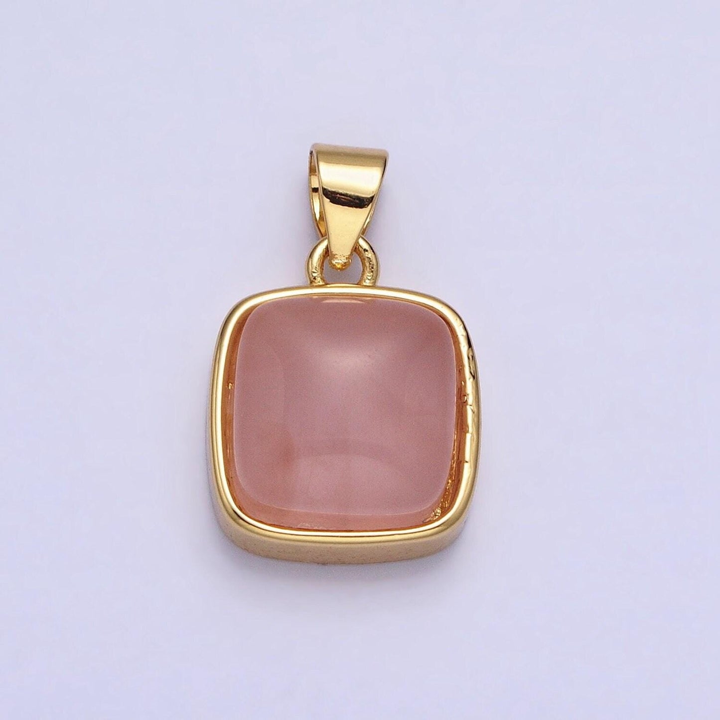 24k gold filled rose quartz, aventurine, labradorite, blue agate, amethyst square pendant geometric jewelry charm | aa183