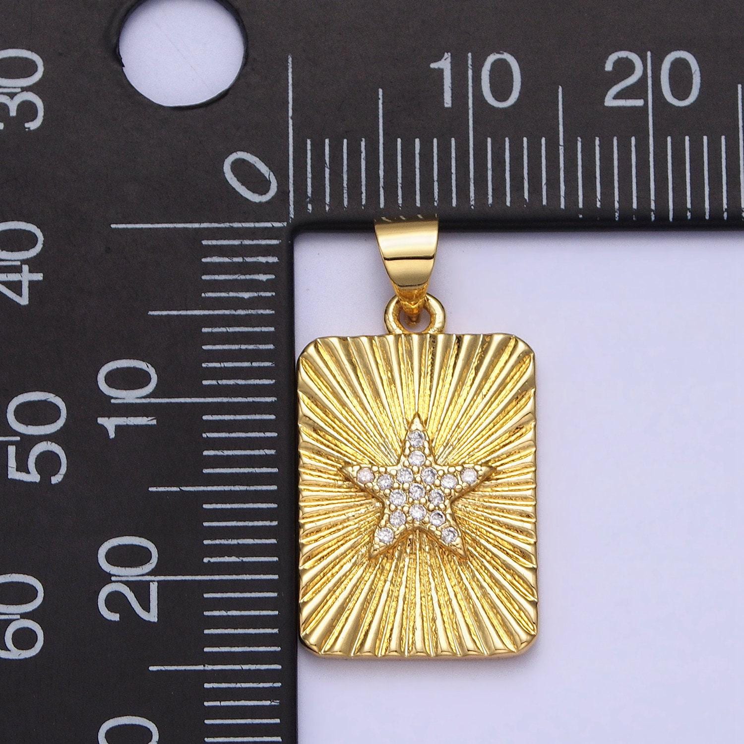 Micro pave gold star tag plate pendant tile charms with cz stones for jewelry making supplies aa172