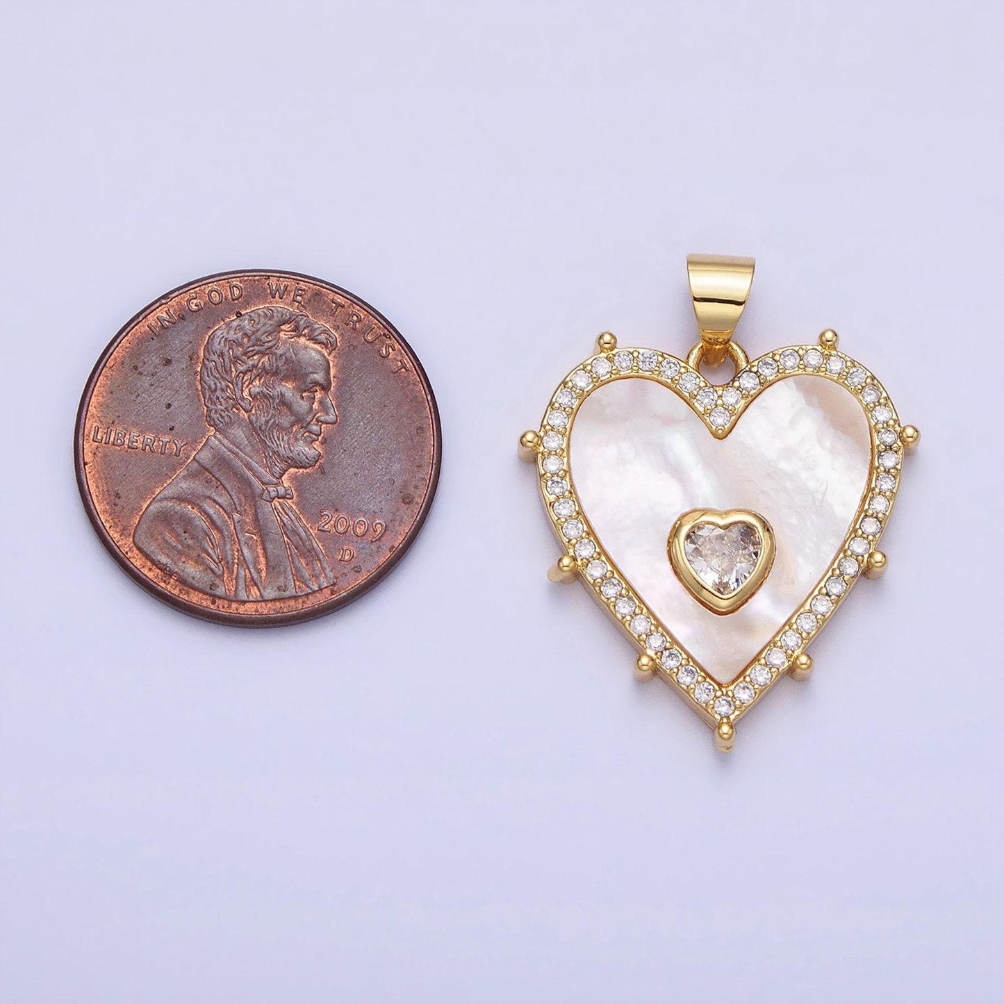 Gold, silver heart shell pearl micro paved cz pendant for mother day gift handmade jewelry supply | aa165 aa166