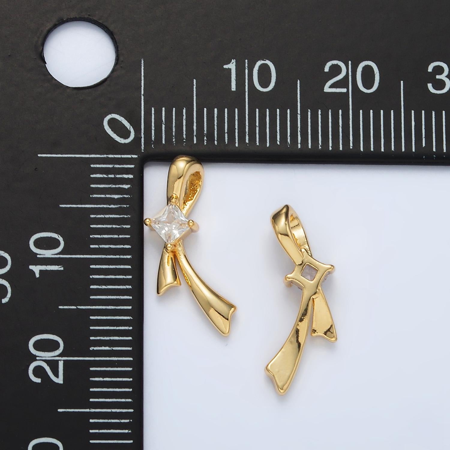 Mini gold bow charms 24k gold filled bow pendant cz bow tie charm bracelet necklace for diy jewelry making supply aa1511