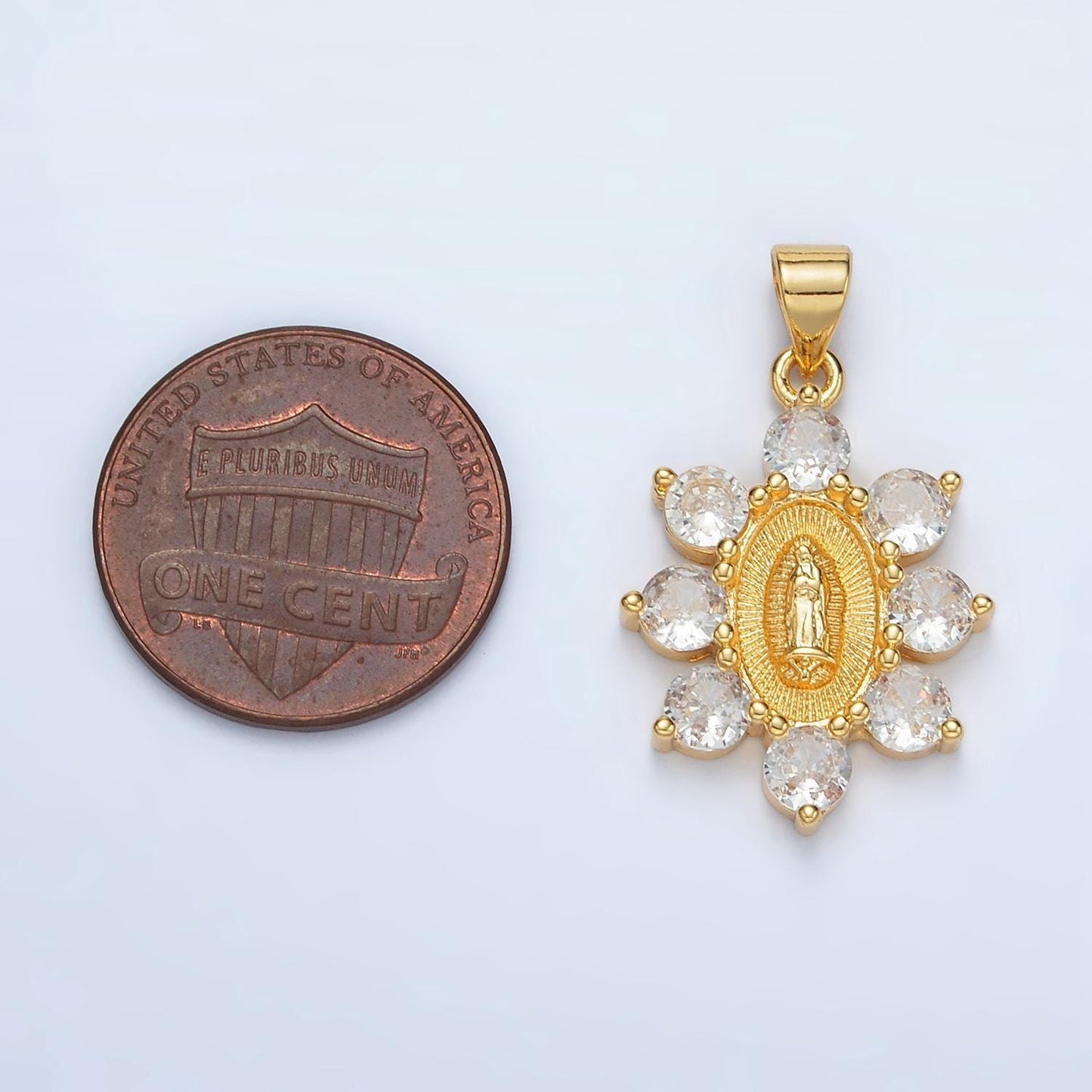 24k gold filled our lady of guadalupe charm virgin mary lady of lourdes catholic bijoux sunburst micro pave cz charm | aa1419