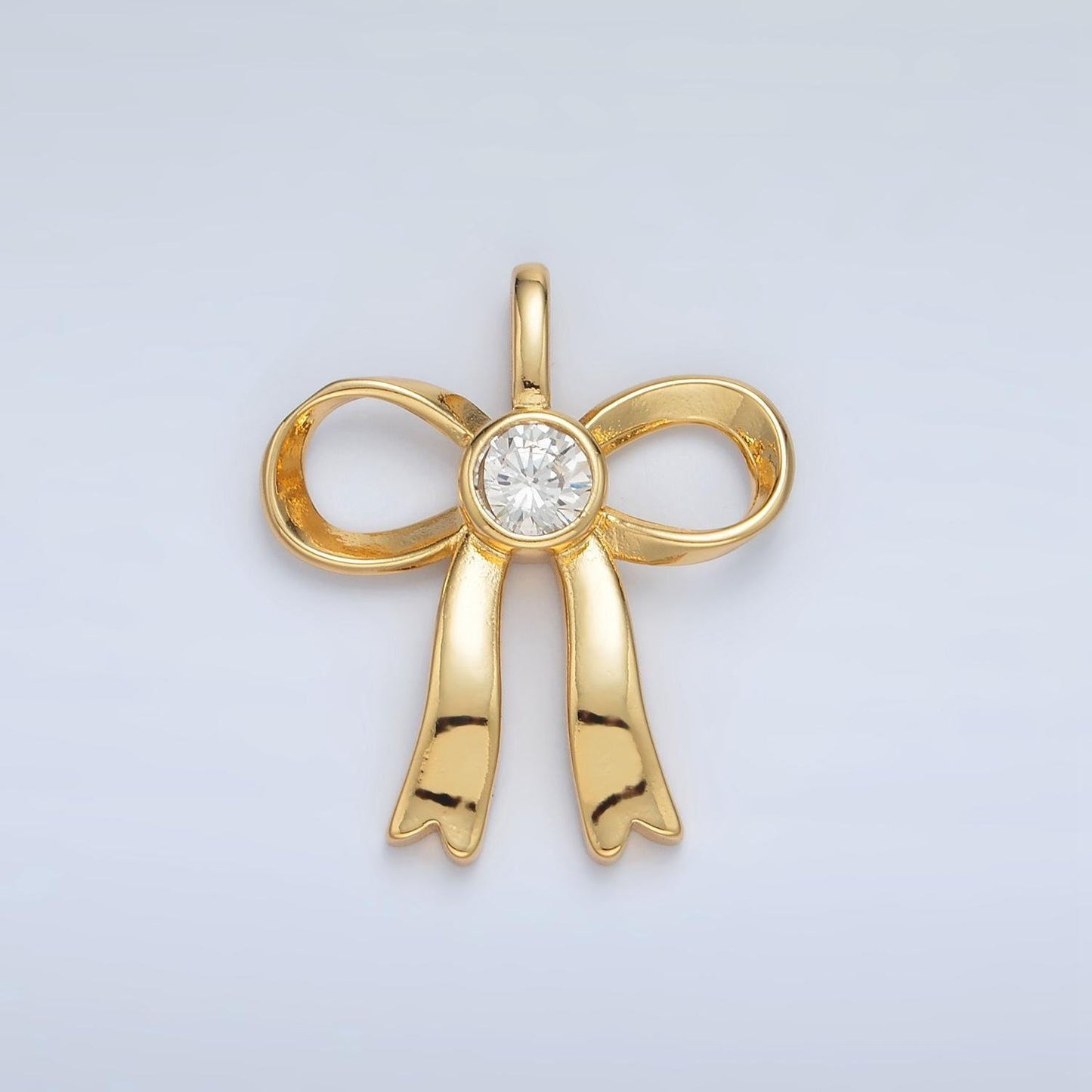 Mini 24k gold filled 25.4mm mini bow charm earring supply for jewelry making | aa1411