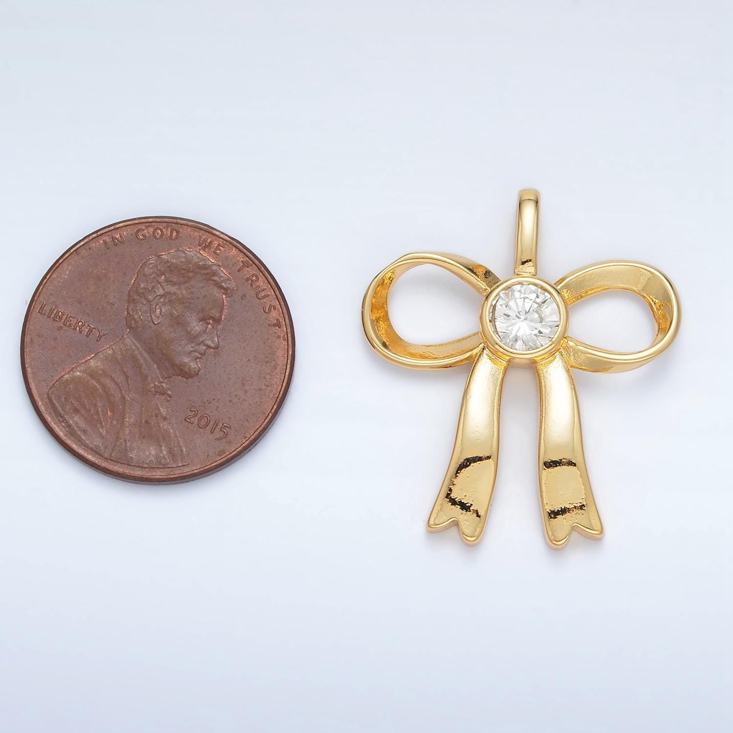 Mini 24k gold filled 25.4mm mini bow charm earring supply for jewelry making | aa1411