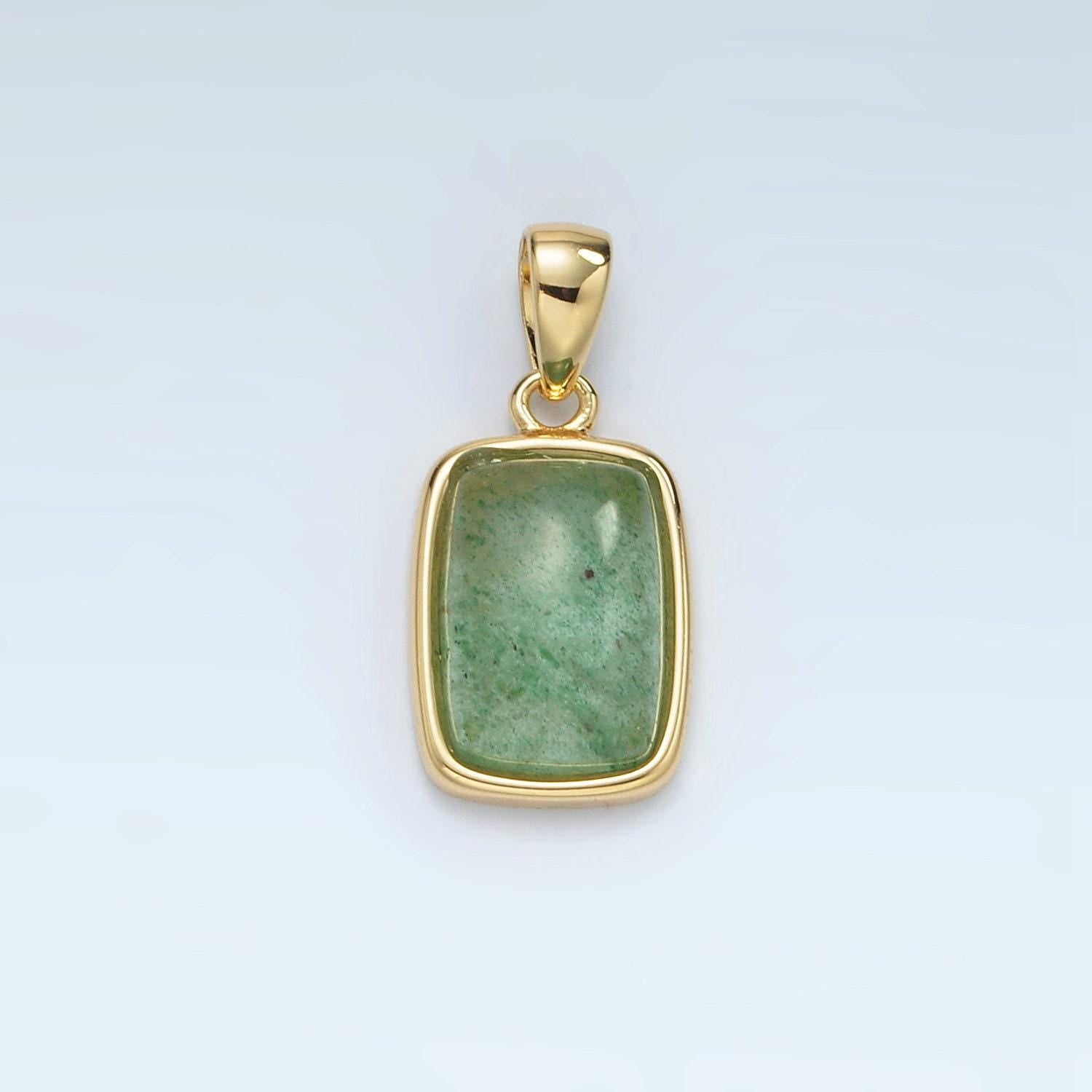 24k gold filled 14mm rectangle natural gemstones pendants | aa1402-aa1406