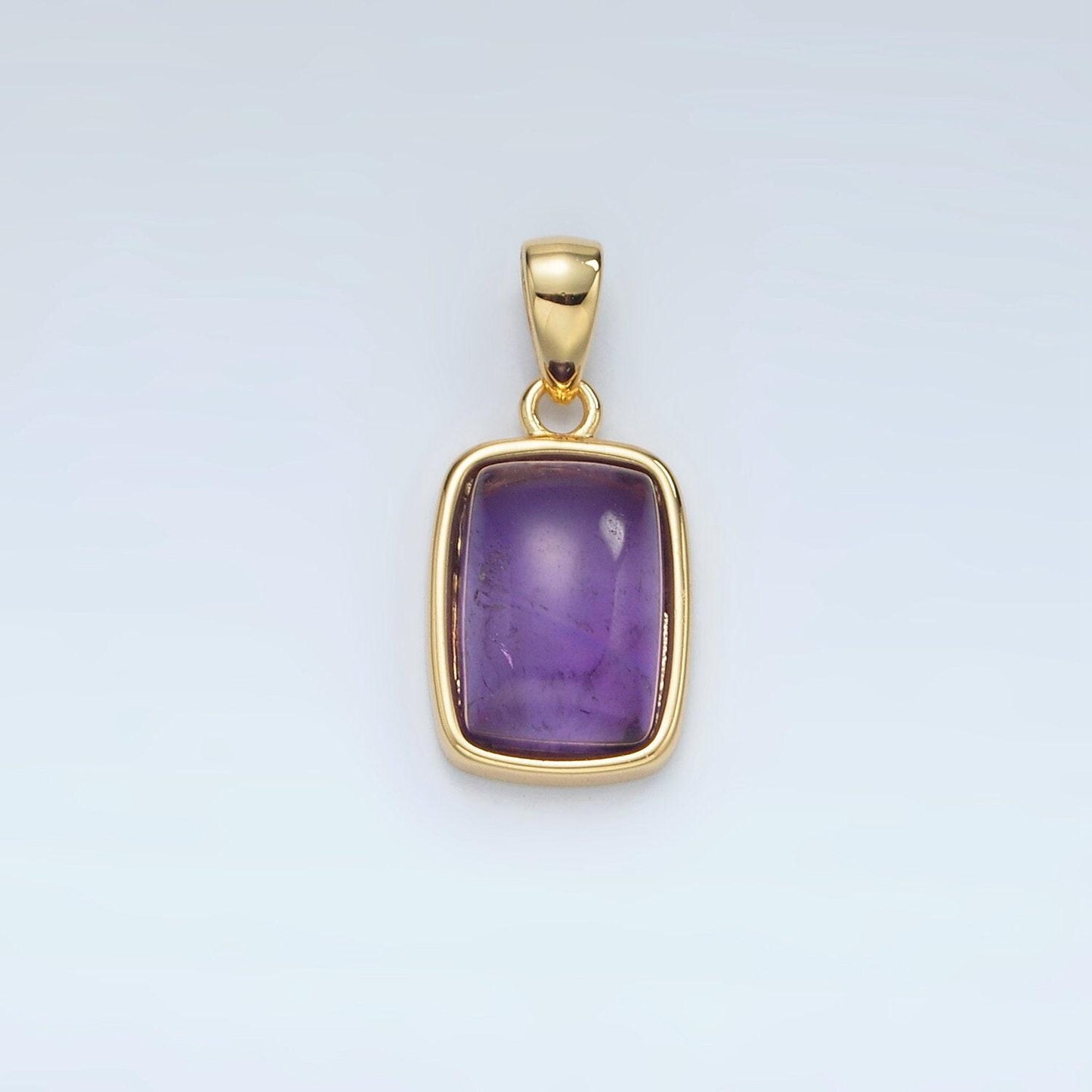 24k gold filled 14mm rectangle natural gemstones pendants | aa1402-aa1406