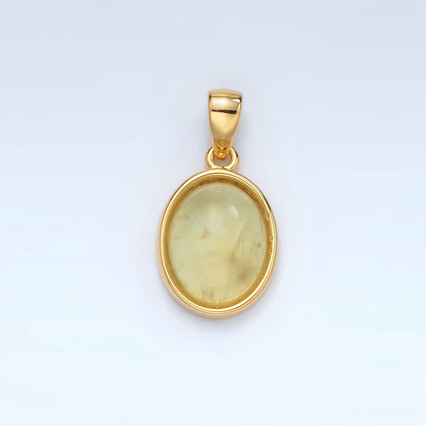 24k gold filled 14mm oval natural gemstone pendant | aa1395-aa1401