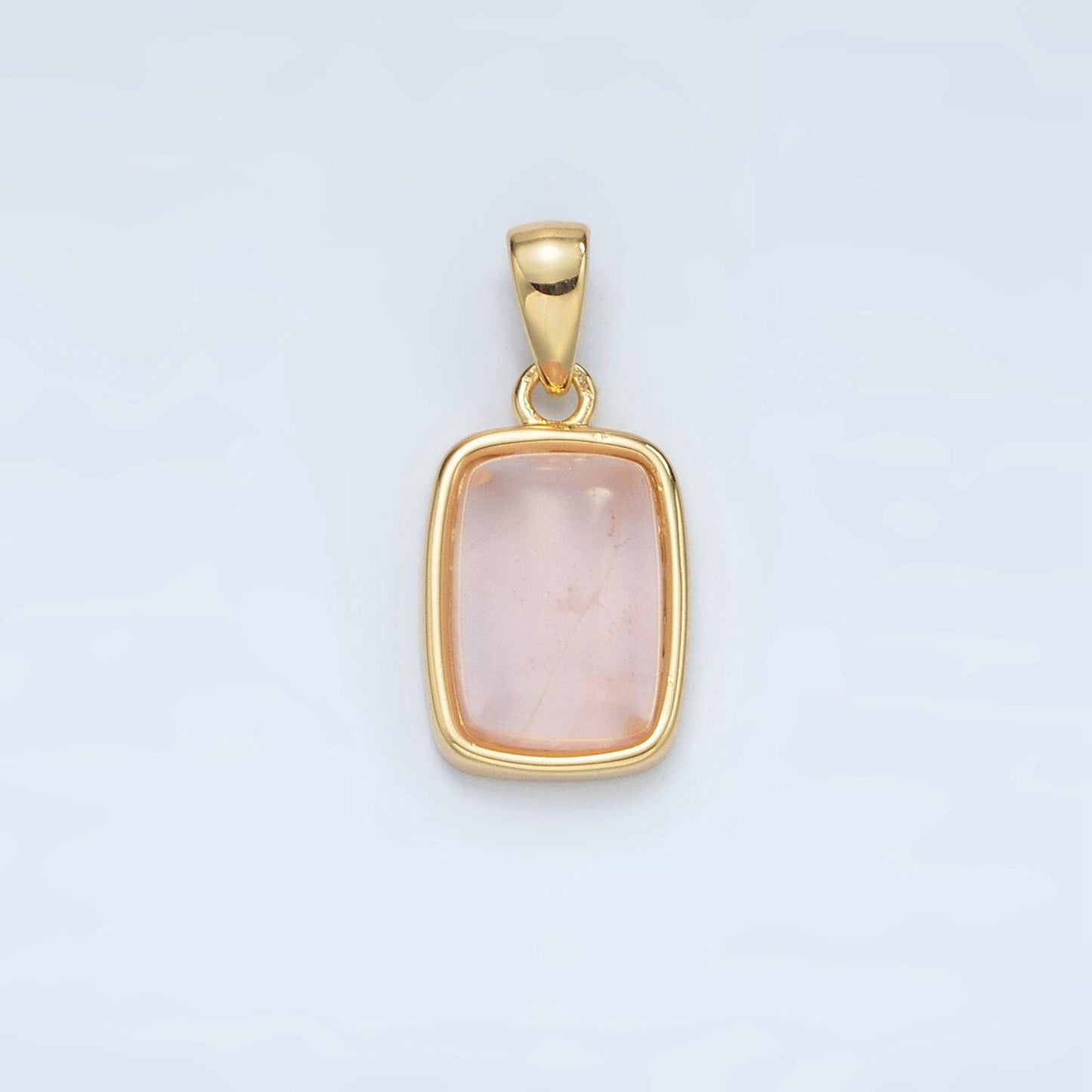24k gold filled 14mm rectangle natural gemstones pendants | aa1402-aa1406
