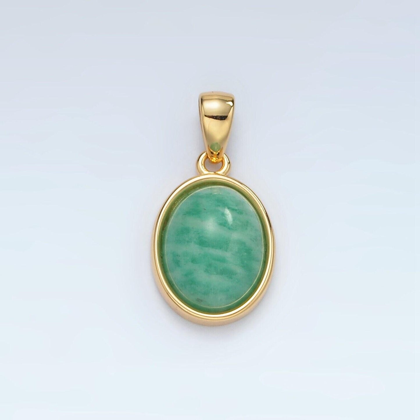 24k gold filled 14mm oval natural gemstone pendant | aa1395-aa1401