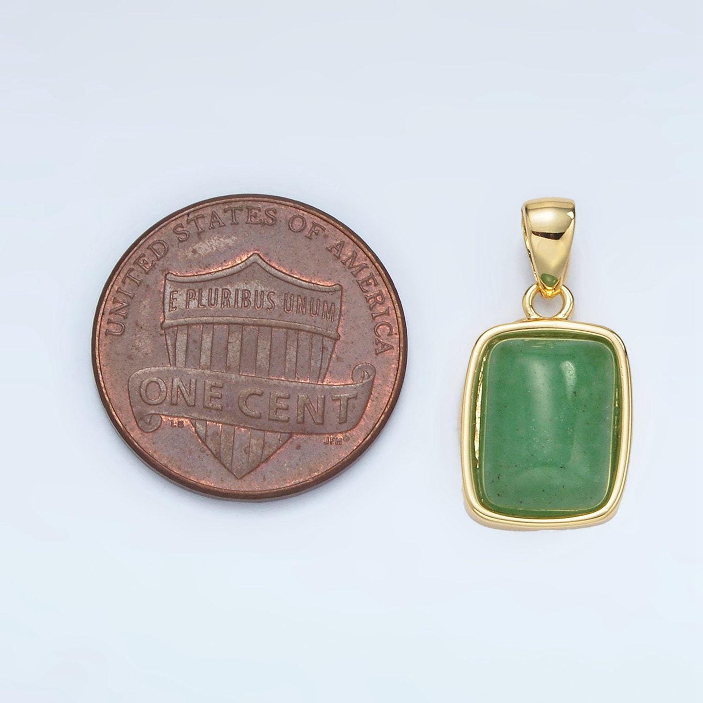24k gold filled 14mm rectangle natural gemstones pendants | aa1402-aa1406