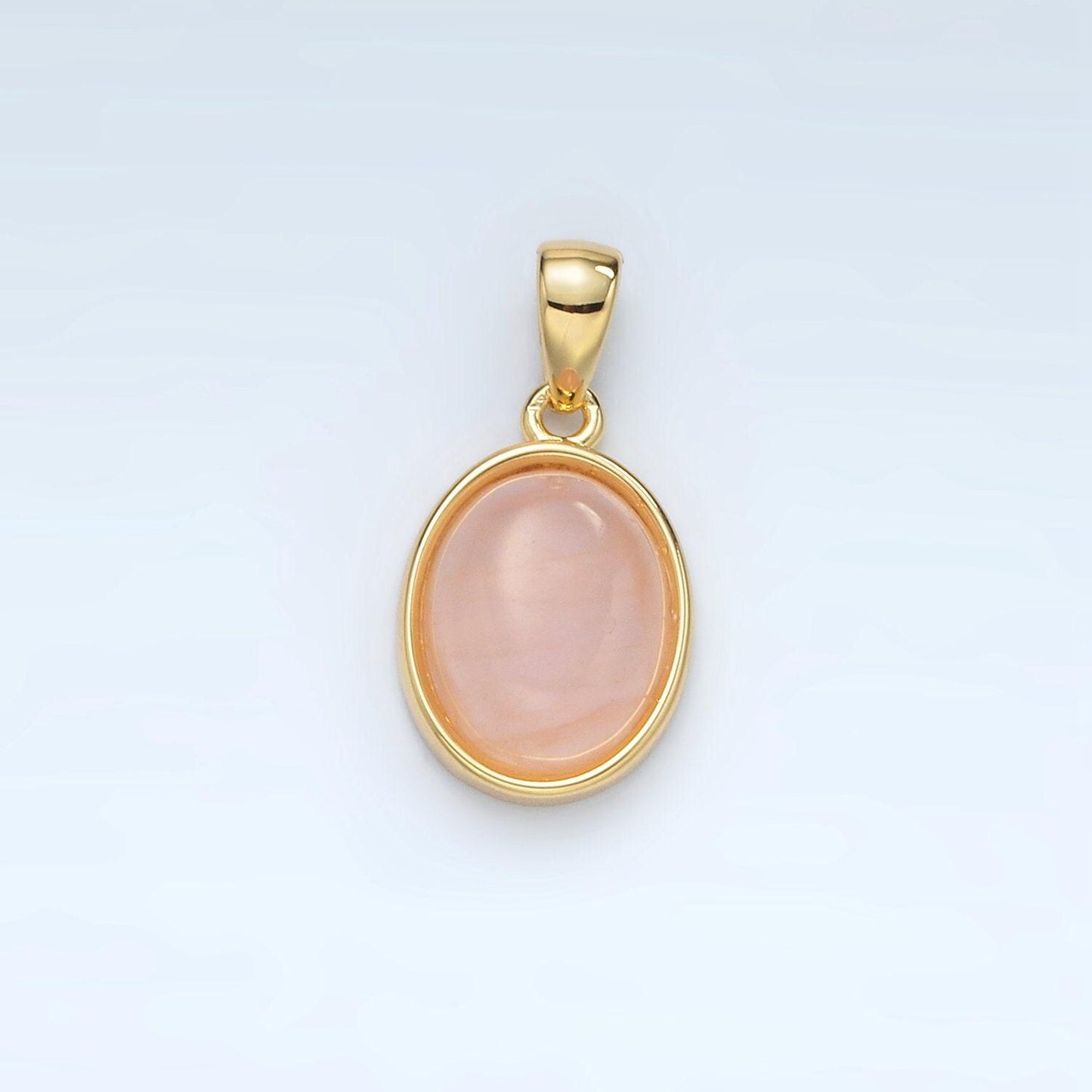 24k gold filled 14mm oval natural gemstone pendant | aa1395-aa1401