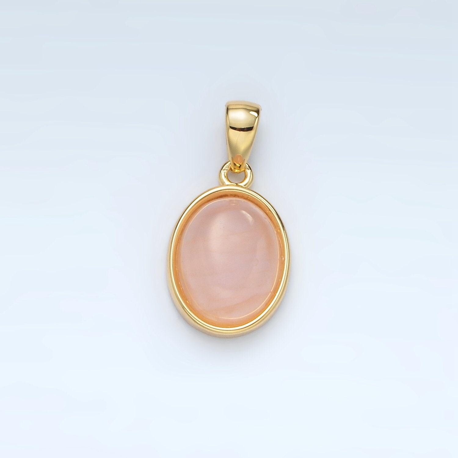 24k gold filled 14mm oval natural gemstone pendant | aa1395-aa1401
