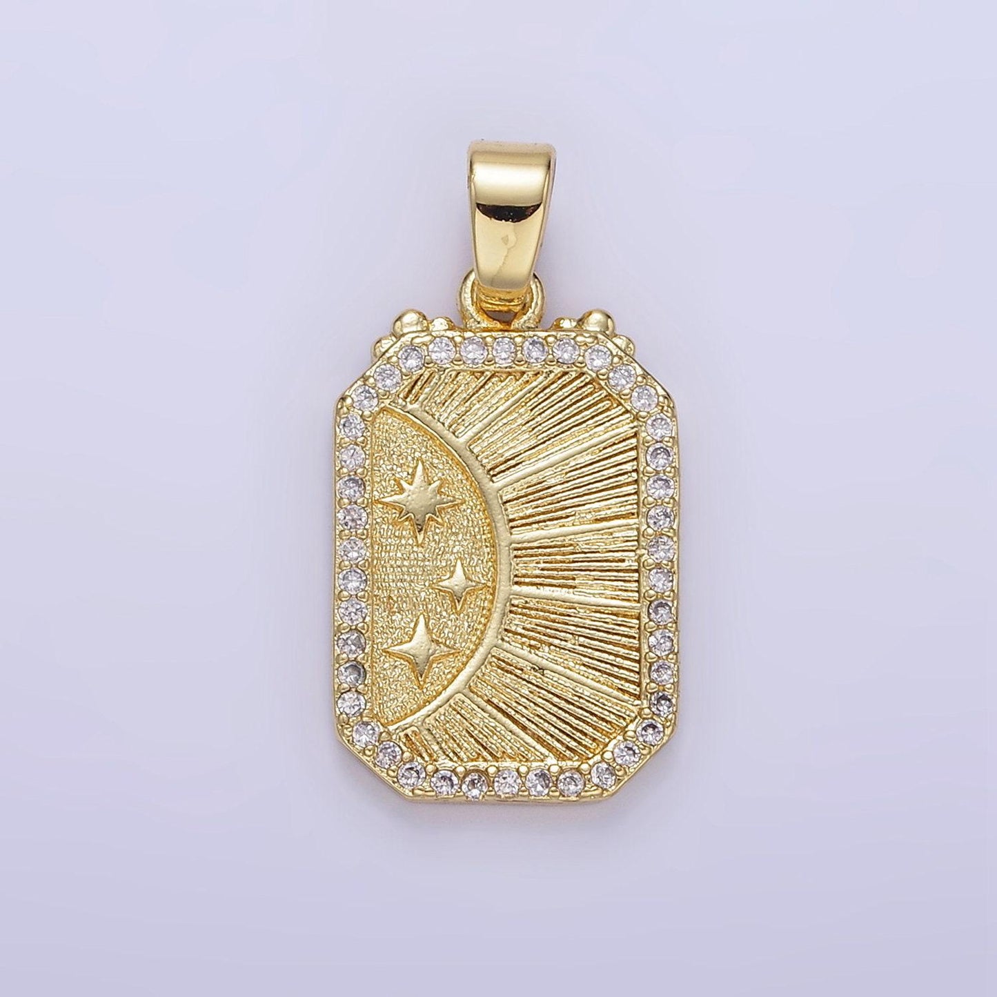 24k gold filled celestial charm sun moon stars pendant celestial tag minimalist micro pave jewelry necklace charm component supply aa1356