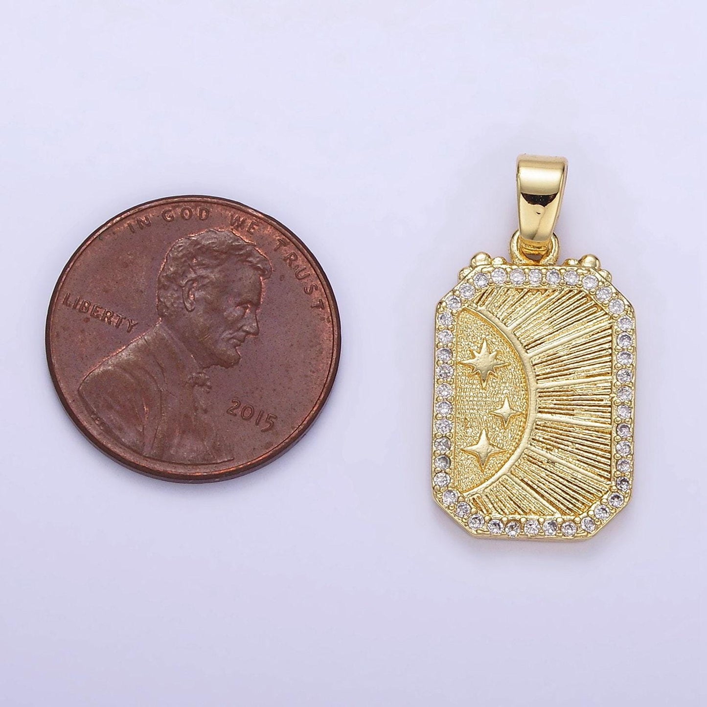24k gold filled celestial charm sun moon stars pendant celestial tag minimalist micro pave jewelry necklace charm component supply aa1356