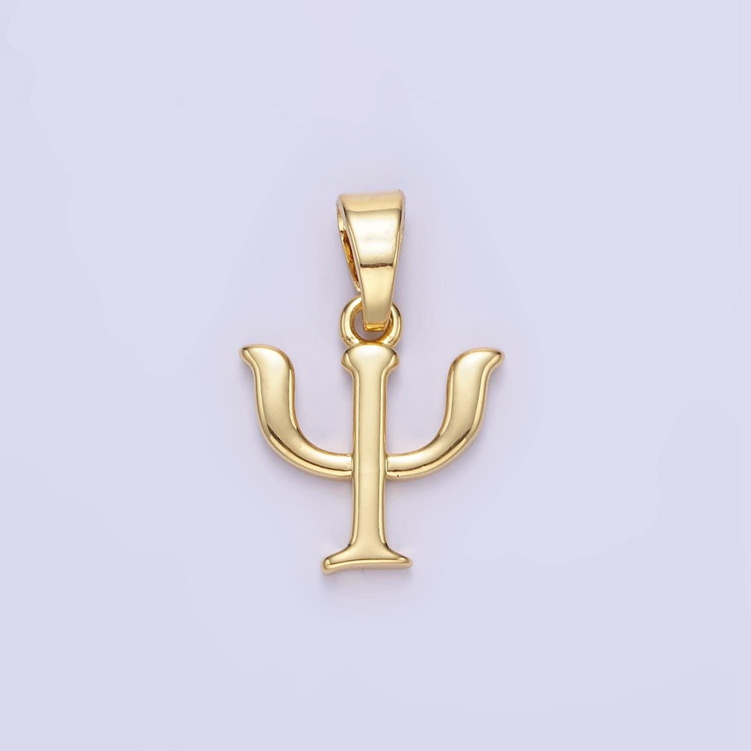 24k gold filled greek letter psi sorority fraternity charm for bracelet necklace component aa1351