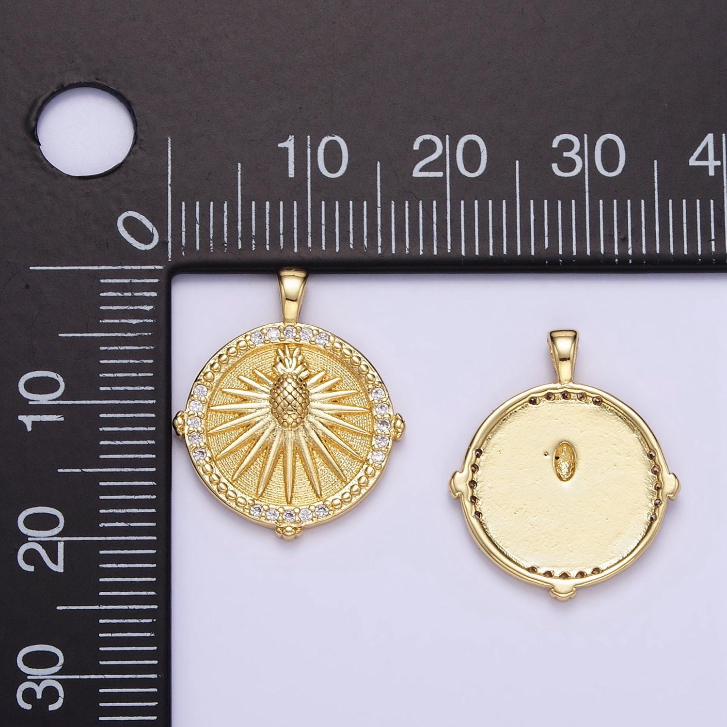 24k gold fille pineapple pendant charm dole fruit medallion pendant for diy jewelry aa1346