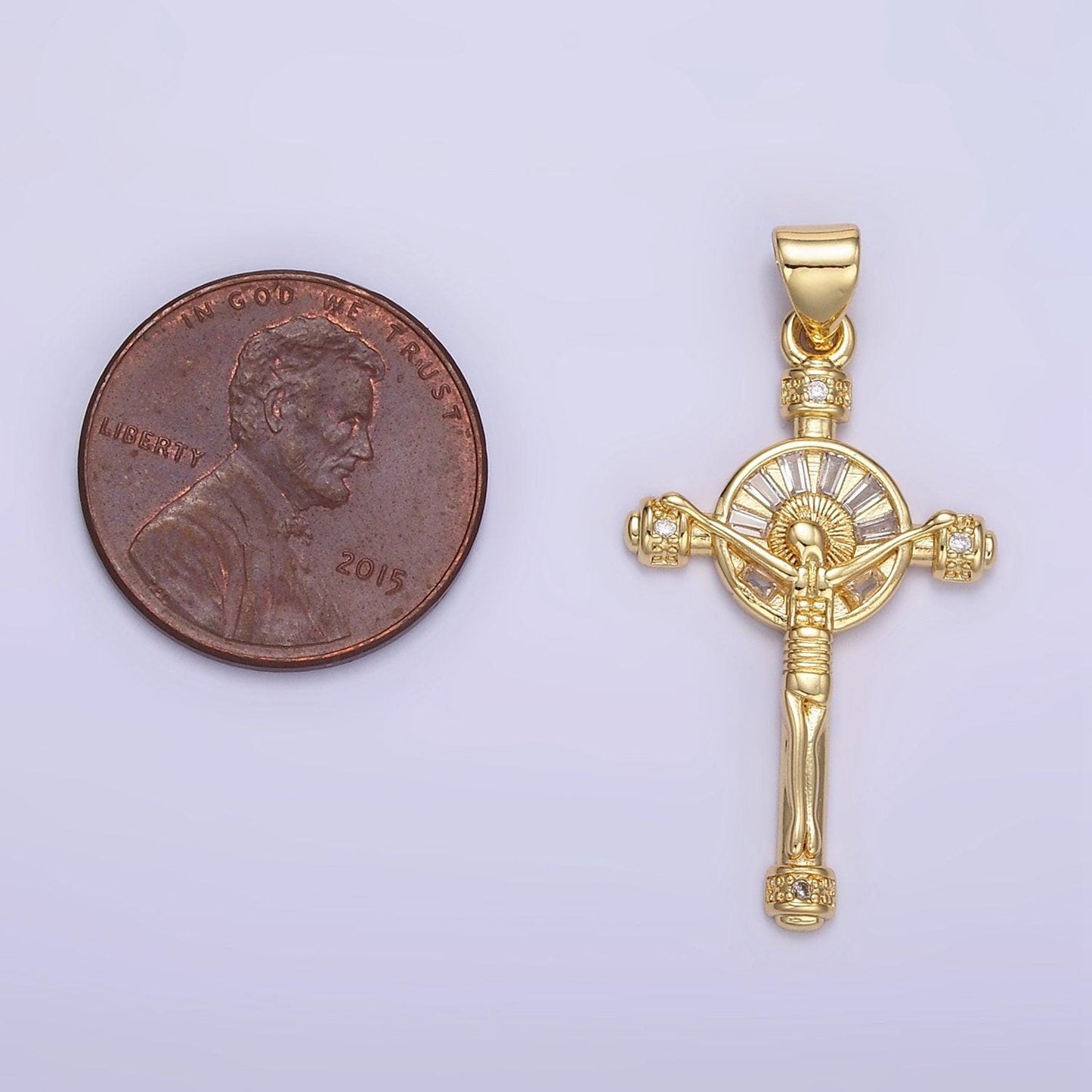 18k gold fill jesus cross crucifix christian, church, religion, diy necklace pendant charm findings for jewelry making aa1330
