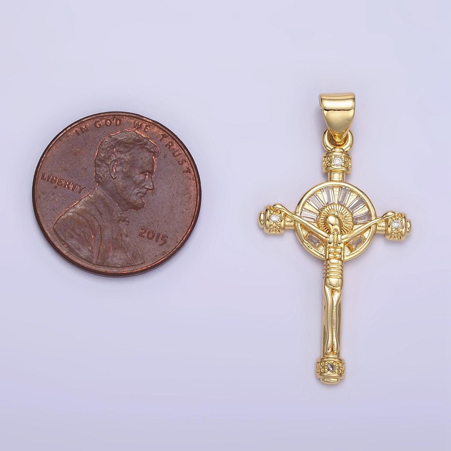 18k gold fill jesus cross crucifix christian, church, religion, diy necklace pendant charm findings for jewelry making aa1330