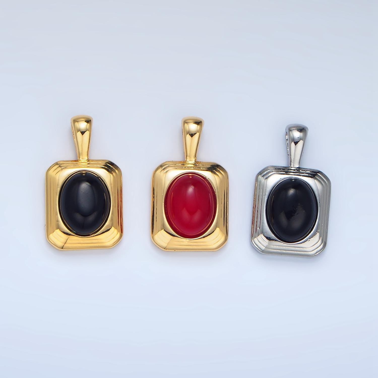 Mini tag charm with carnelian red oval stone for necklace pendant jewelry making supply aa-132