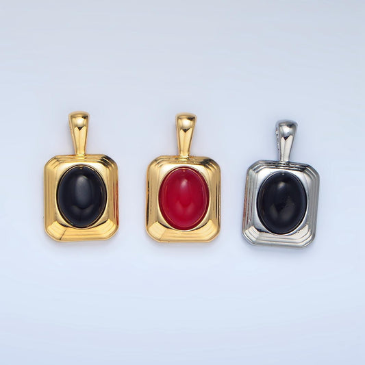 Mini tag charm with carnelian red oval stone for necklace pendant jewelry making supply aa-132