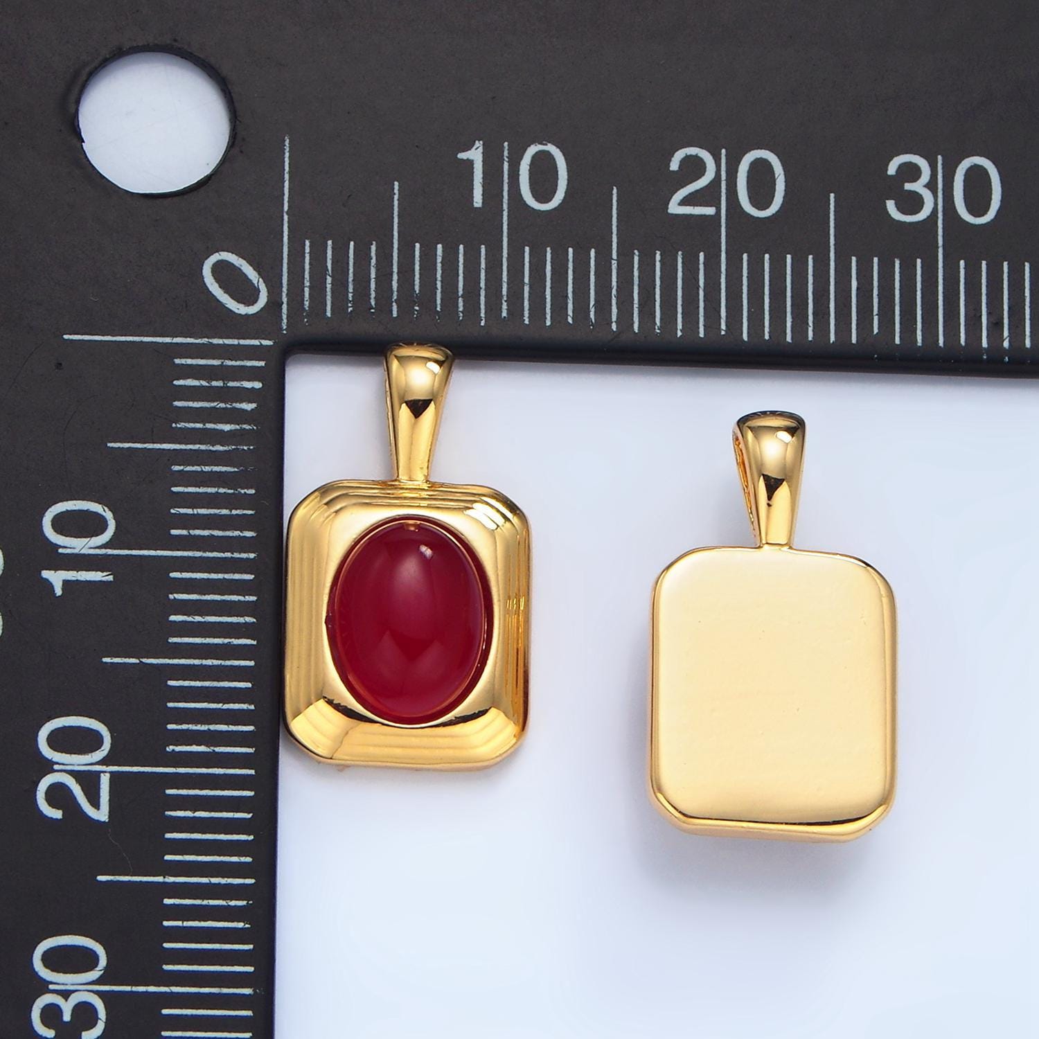 Mini tag charm with carnelian red oval stone for necklace pendant jewelry making supply aa-132