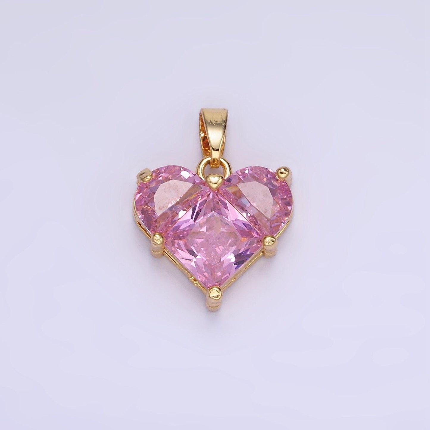 Dainty heart charm pink cz heart pendant for necklace bracelet earrings char 14k gold filled love jewelry aa1314
