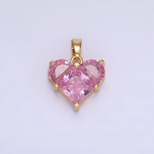 Dainty heart charm pink cz heart pendant for necklace bracelet earrings char 14k gold filled love jewelry aa1314