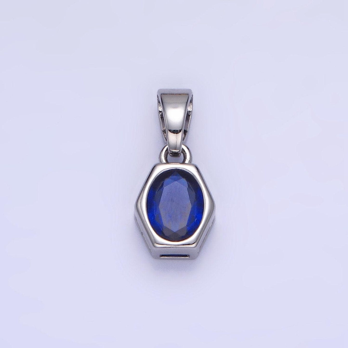Hexagonal birthstones 12mm silver pendants | aa1282-aa1295