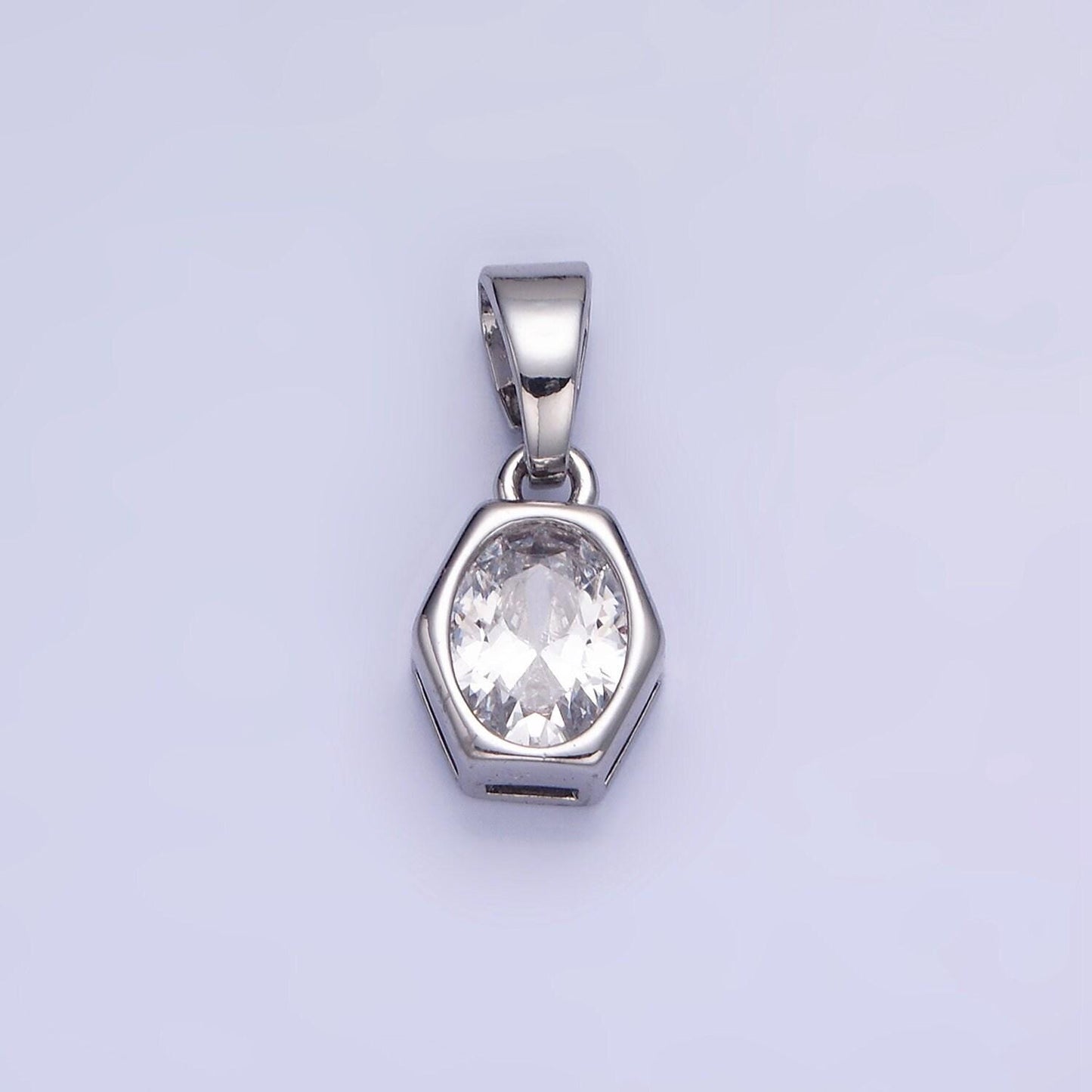 Hexagonal birthstones 12mm silver pendants | aa1282-aa1295