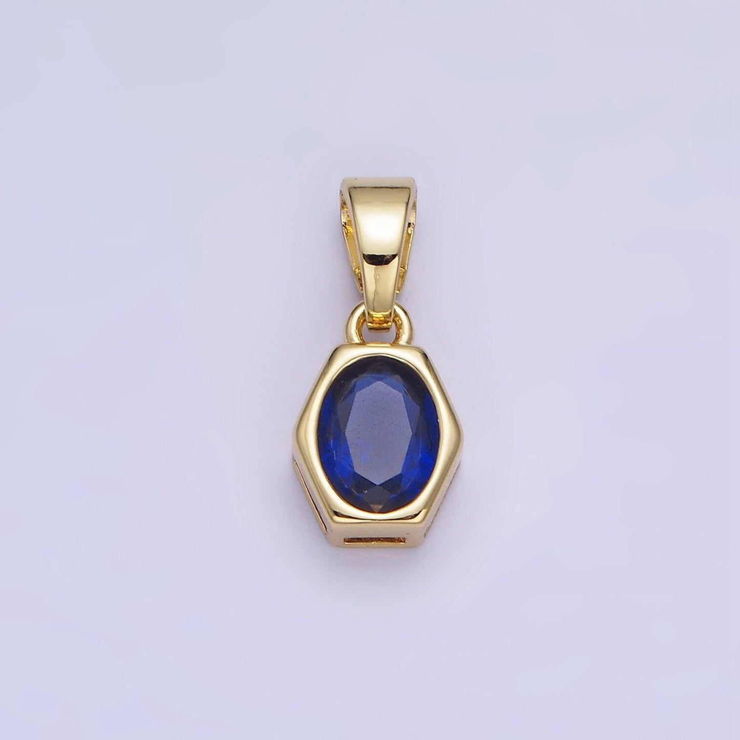 Hexagonal birthstones 12mm gold pendants | aa1282-aa1295
