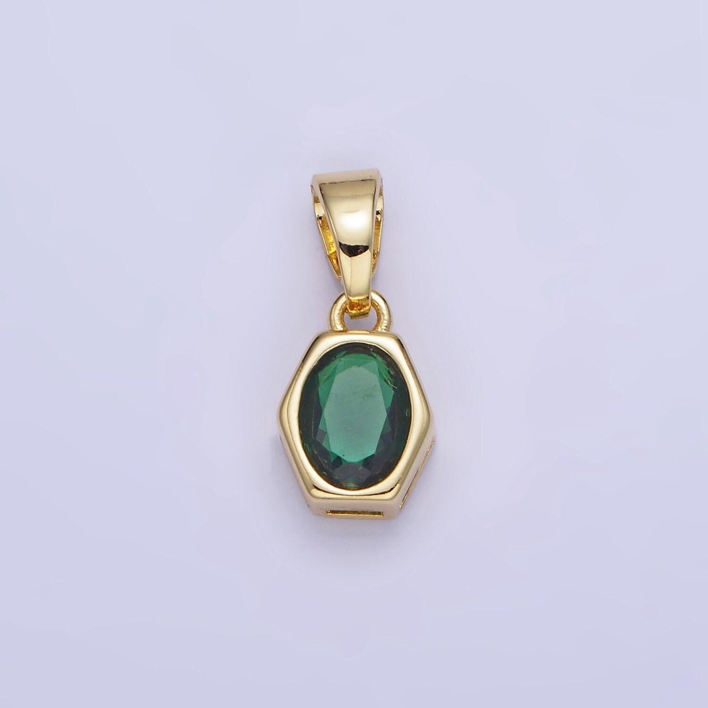Hexagonal birthstones 12mm gold pendants | aa1282-aa1295