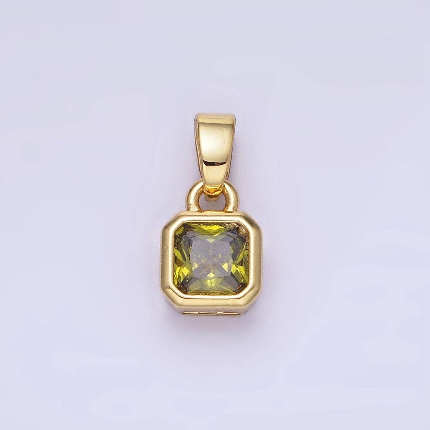24k gold filled square multifaceted cubic zirconia stone personalized tag add-on charm birthstone charm earring bracelet supply | aa-1297