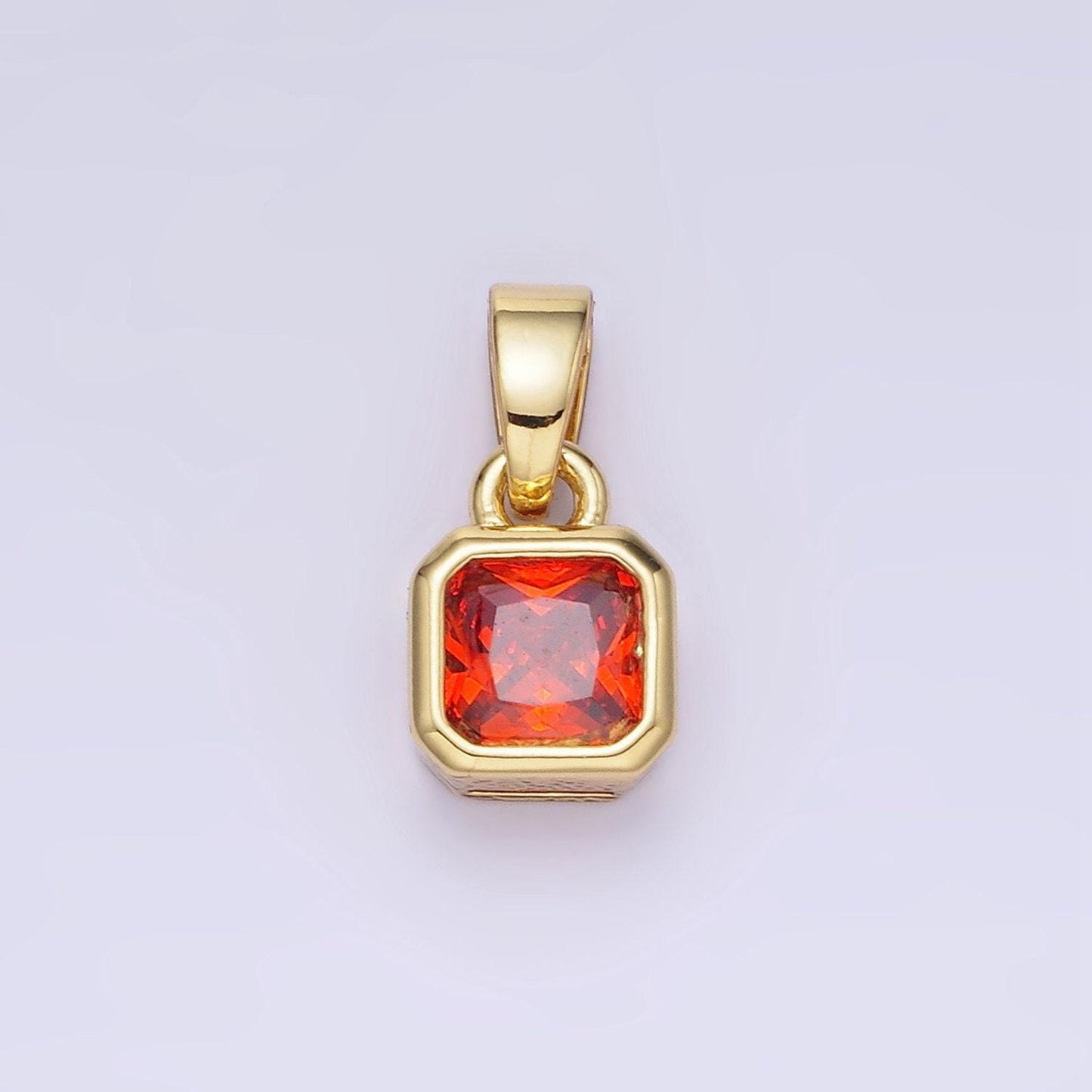 24k gold filled square multifaceted cubic zirconia stone personalized tag add-on charm birthstone charm earring bracelet supply | aa-1297