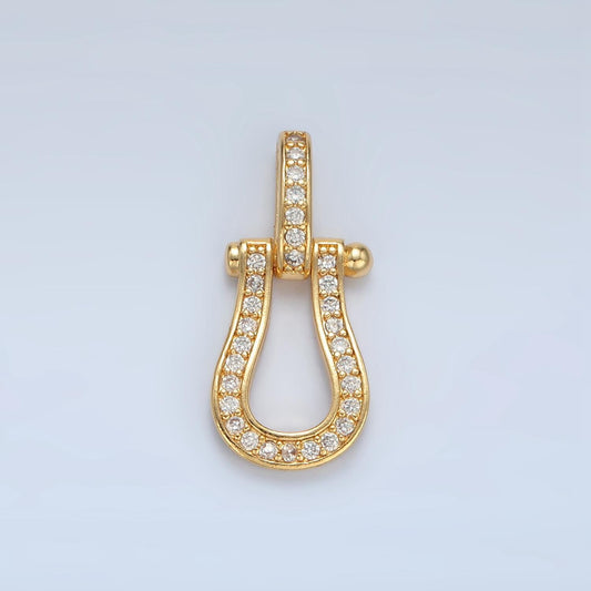 Geometric buckle micro paved cz gold filled pendant | aa-130