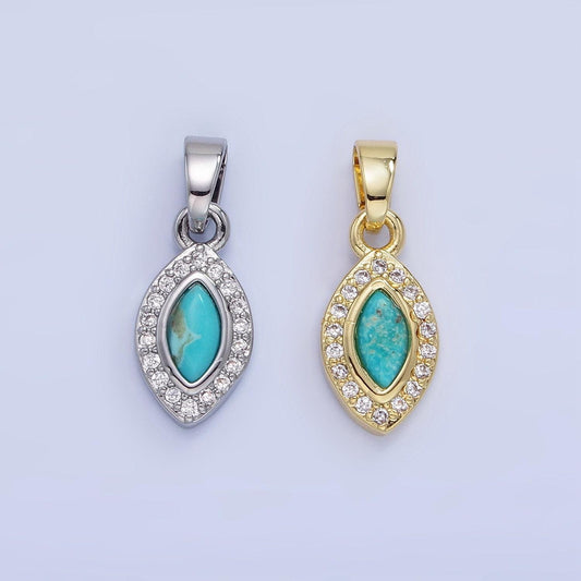 Cz micro paved gold evil eye charm cubic turquoise beads pendant for bracelet necklace jewelry craft supply aa1251