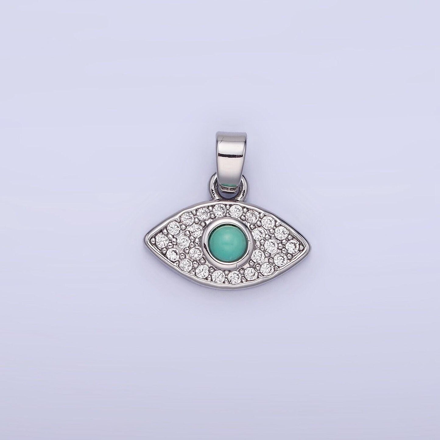 Mini 14k gold filled turquoise stone with micro pave clear cz evil eye charm for bracelet necklace pendant | aa1252