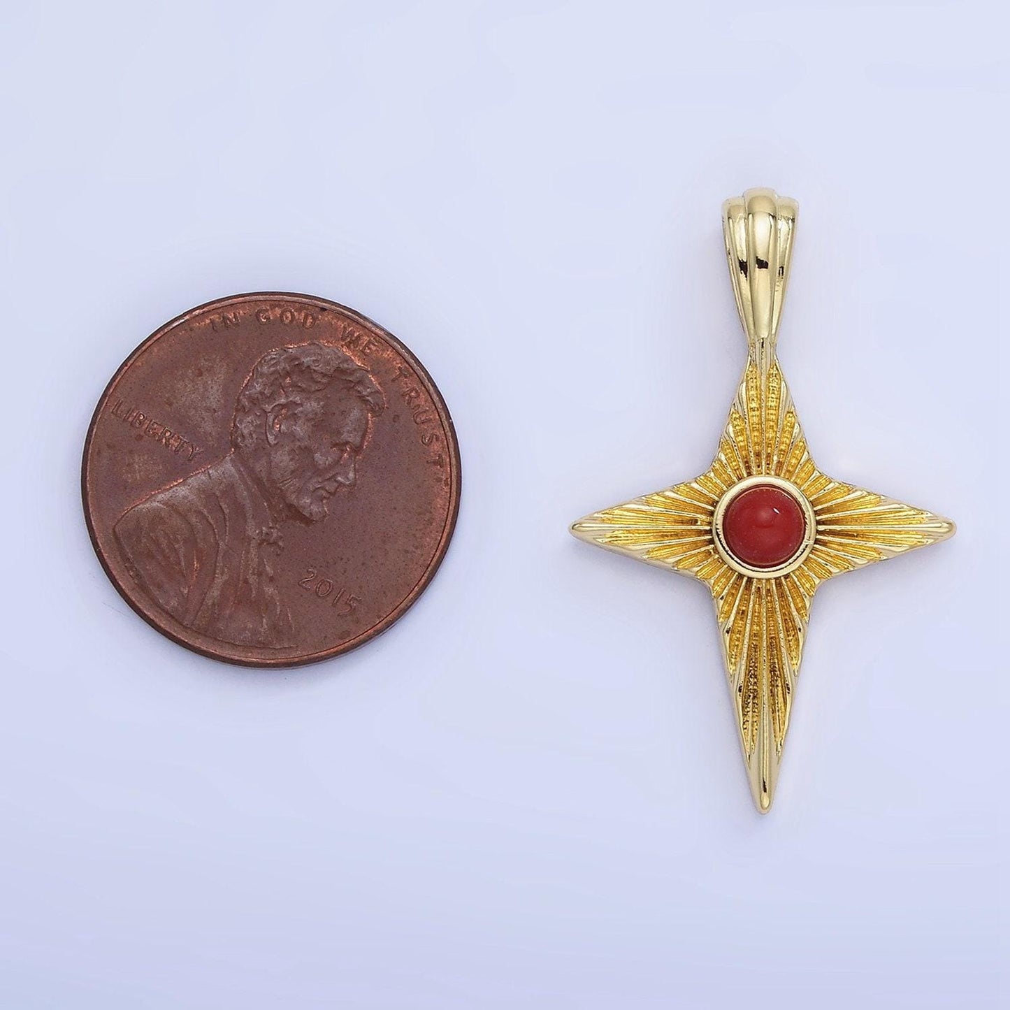 14k gold filled carnelian celestial sunburst star pendant | aa-1247