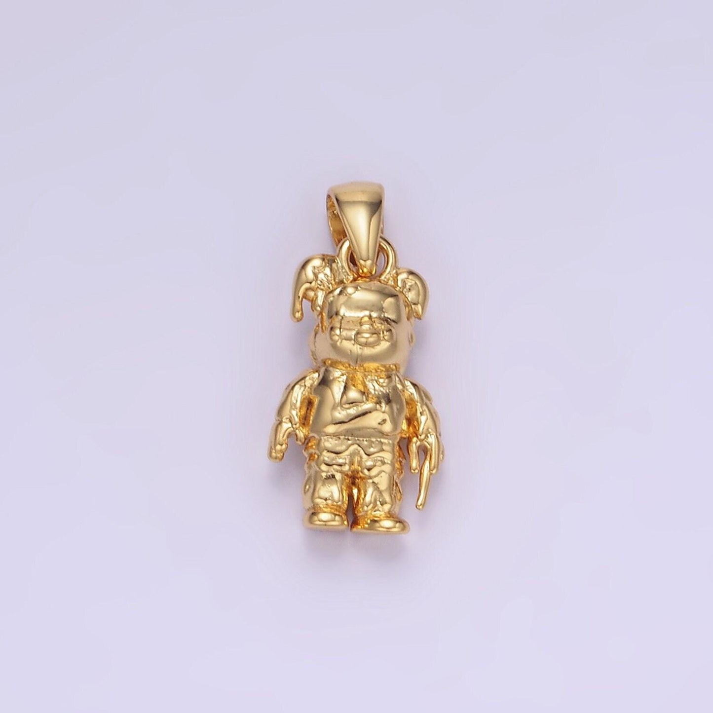 Gold teddy bear animal add-on charm in gold & silver | aa1246