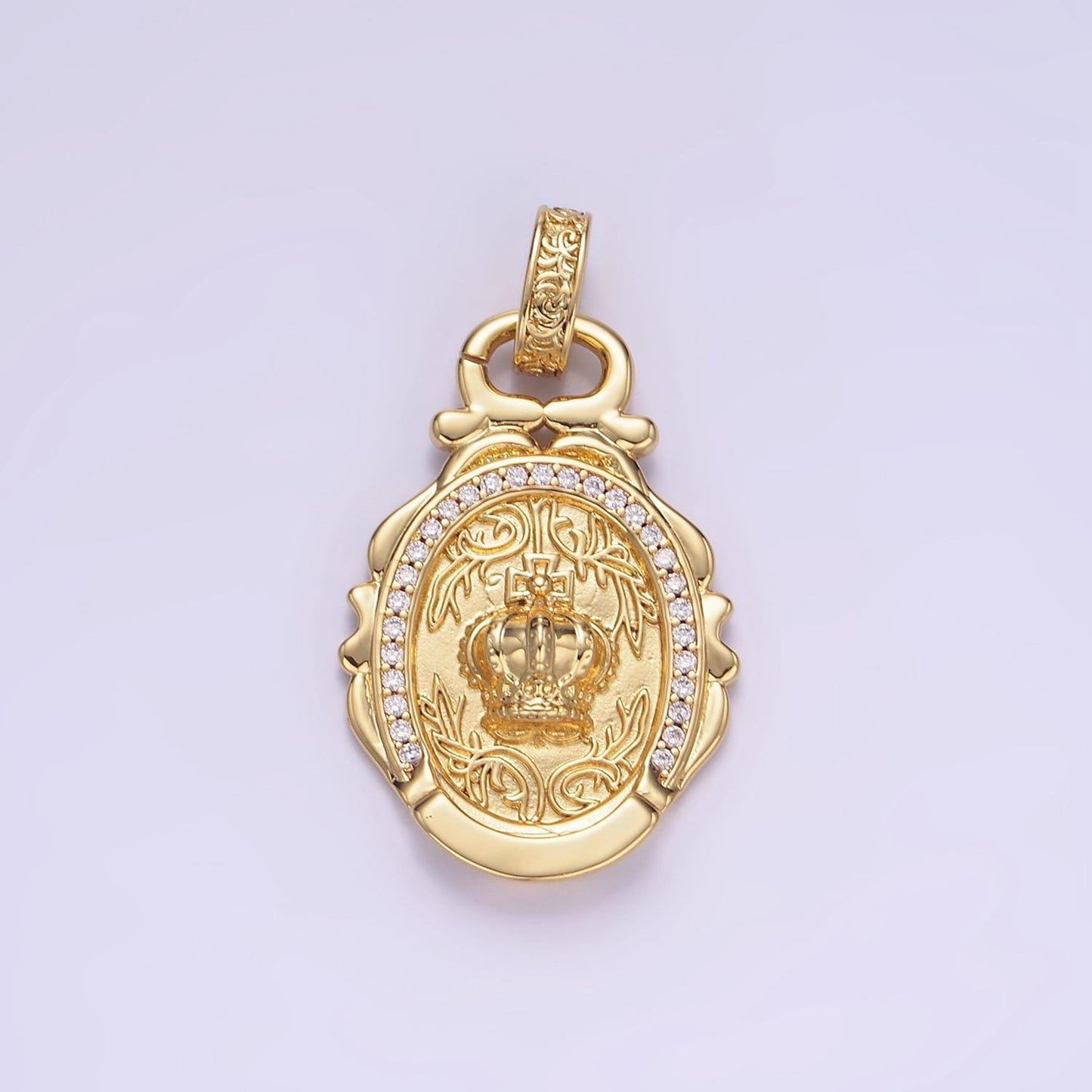 14k gold filled royal crown micro paved cz artisan rhondelle bail | aa-1245